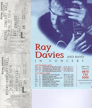 Ray Davies The Kinks 2x Row B 2005 Nottingham Concert Ticket s & Flyer