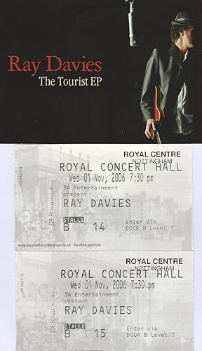 Ray Davies The Kinks 2x Row B 2006 Nottingham Concert Ticket s & Flyer