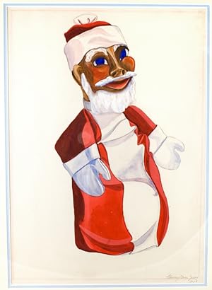 Original painting of a Santa Claus puppet