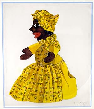 Two paintings of puppets depicting racist stereotypes of African-Americans