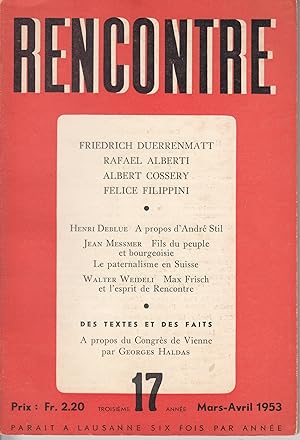 Rencontre. Revue littéraire. no 17 1953
