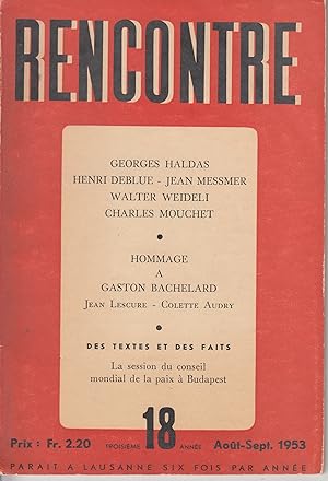 Rencontre. Revue littéraire. no 18 1953