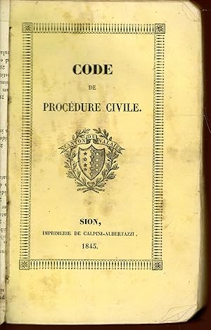 Code de procédure civile de la république et canton du Valais