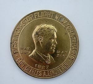 Lucky Lindbergh Coin. First Non-Stop Flight New York to Paris 1927 Commemorative Coin