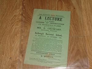 A Flyer Advertising A Lecture on a Proposed Course of Instruction in Agriculture Will Be Given by...