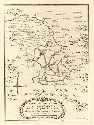 Carte du Lac de Mexico, et de ses environs, lors de la Conqueste des Espagnols [Map of Lake Texco...