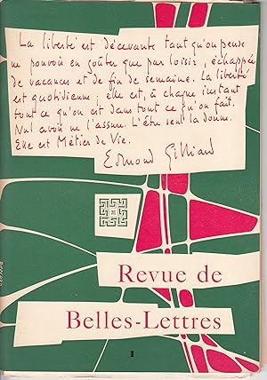 Revue des Belles-Lettres. No 1. Janvier-Mars 1956