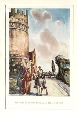 The Tomb of Caecilia Metella along the Appian Way in Rome, Italy,Vintage Watercolor Print