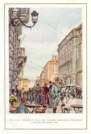 Corso Umberto I in Rome, Italy,Vintage Watercolor Print