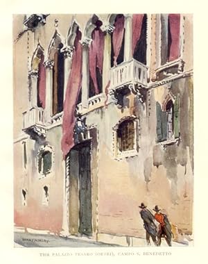 The Palazzo Pesaro (Orfei) in Campo S. Benedetto in Venice, Italy,Vintage Watercolor Print