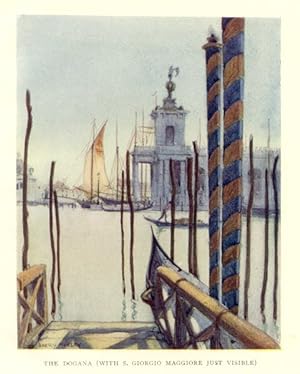 The Dogana with S. Giorgio Maggiore in Venice, Italy ,Vintage Watercolor Print
