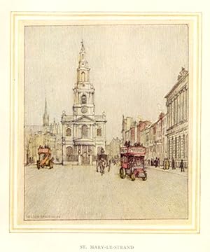 St. Mary le Strand in London, England,Vintage Watercolor Print