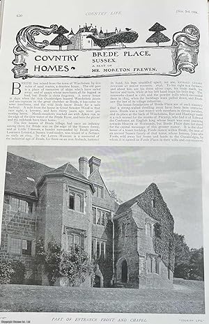 Brede Place, Sussex. A Seat of Mr. Moreton Frewen. Several pictures and accompanying text, remove...