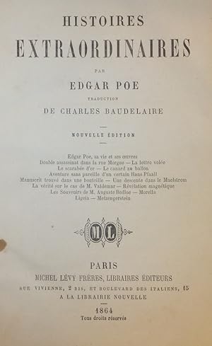 Histoires Extraordinaires par Edgar Poe. Traduction de Charles Baudelaire