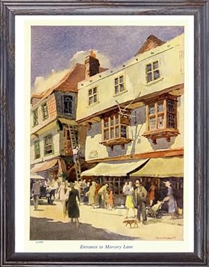The Christ Church Gate from Mercery Lane in Canterbury, Kent, England,Vintage Watercolor Print