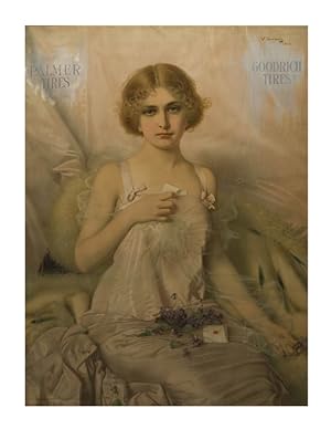 Color Lithograph: Advertising poster for Goodrich and Palmer Tires, titled "Ruth," depicting a yo...