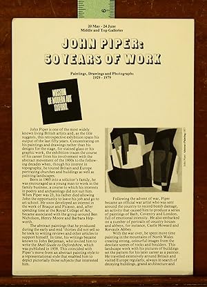 John Piper: 50 Years of Work. Paintings, Drawings, and Photographs, 1929-1979. Art Exhibition Bro...