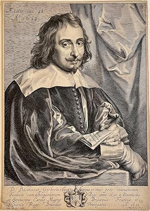 Antique print, engraving | Portrait of Balthazar Gerbier at 42 years of age, published 1634, 1 p.