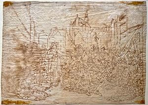 Antique drawing | The sacrifice of Pieter van der Werff during the siege of Leiden (ontzet Leiden...