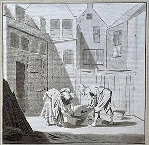 Antique printdrawing | Pig slaughtering, published 1778, 1 p.