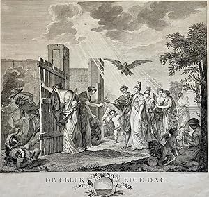 Antique print, engraving | De Gelukkige dag, published 1788, 1 p.