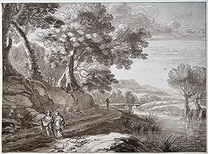 Antique printdrawing | Landscape with three travellers, published 1821, 1 p.
