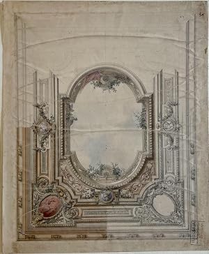 Antique drawing | Design for a ceiling, ca. 1670, partly coloured, 1 p.