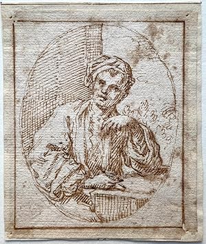 Antique drawing | Portrait or self-portrait of an artist, ca. 1680, 1 p.