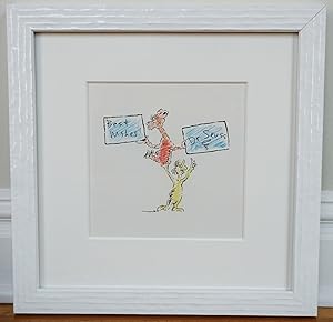 DR. SEUSS SIGNED ORIGINAL DRAWING ~TWO WHIMSICAL SEUSSIAN CHARARACTERS