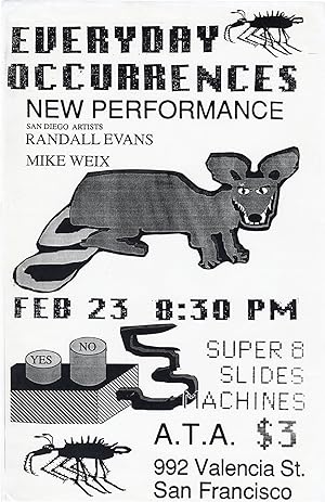 Original "Everyday Occurrences: New Performance" poster, featuring performances by Randall Evans ...