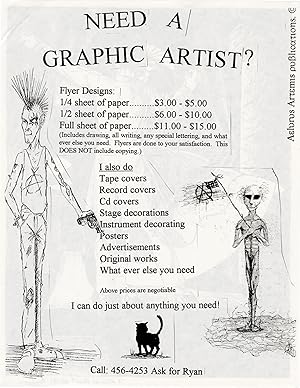 Need a Graphic Artist? (Original flyer advertising graphic design services, San Francisco, circa ...