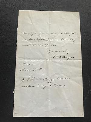 An Original Hand Written and Signed Note by the poet Samuel Rogers.