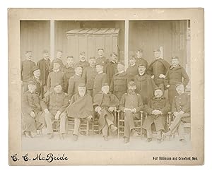 [Albumen Photograph] Group of 9th US Cavalry Regiment Officers stationed at Fort Robinson in Craw...
