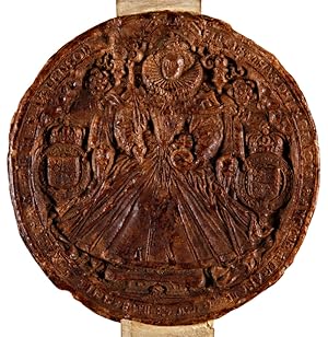 [THE SECOND GREAT SEAL OF QUEEN ELIZABETH I, CAST IN WAX AND RESIN, AND FEATURING PORTRAITS OF TH...