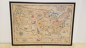 State Flower Map Incredible hand-embroidered map of the United States showing state flowers.