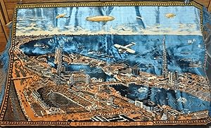 A Century of Progress Chicago 1933 Decorative tapestry showing the fairgrounds of the 1933 Centur...