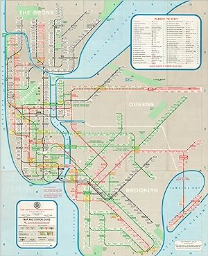 New York City Transit Authority Map and Station Guide Early 1960's subway map of New York City.