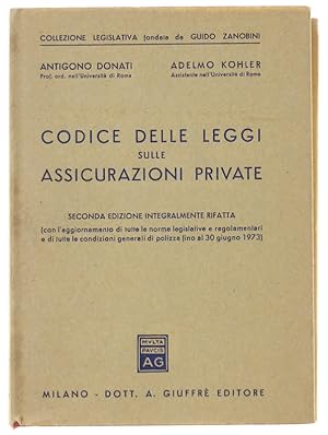 CODICE DELLE LEGGI SULLE ASSICURAZIONI PRIVATE. 2a edizione rifatta.: