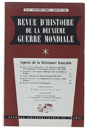 REVUE D'HISTOIRE DE LA DEUXIÈME GUERRE MONDIALE - N. 61 - 1966: