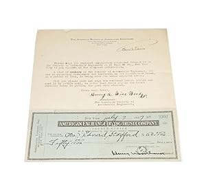 Forged signature of Thomas Edison, on the letterhead of the American Society of Aeronautic Engine...