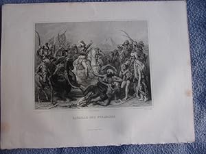 Gravure sur acier 1844 MILITARIA BATAILLE DES PYRAMIDES