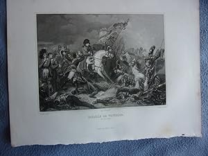 Gravure sur acier 1844 MILITARIA BATAILLE DE WATERLOO