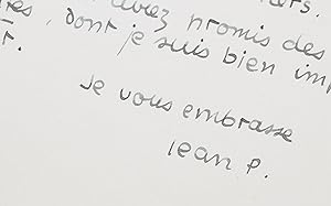 Lettre autographe signée et adressée à Felia Leal, éditrice de son ouvrage Paroles transparentes ...