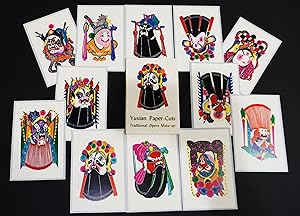 Yuxian Paper Cut Tradition Opera Make-up. 12 postcards in slipcase