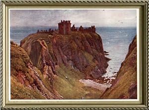 Dunnottar Castle in Kincardinshire ,Scotland,Vintage Watercolor Print