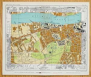 Antique Map WOOLWICH CHARLTON ROYAL ARSENAL SILVERTOWN London street plan c1925