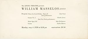 Original mailer for a 1959 piano performance at The Living Theatre
