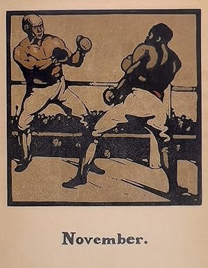 November. BOXING. [Woodblock print from "An Almanac of Twelve Sports"]