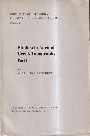 Studies in Ancient Greek Topography. Part I
