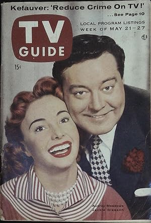 TV Guide May 21, 1955 Jackie Gleason & Audrey Meadows of "The Honeymooners"